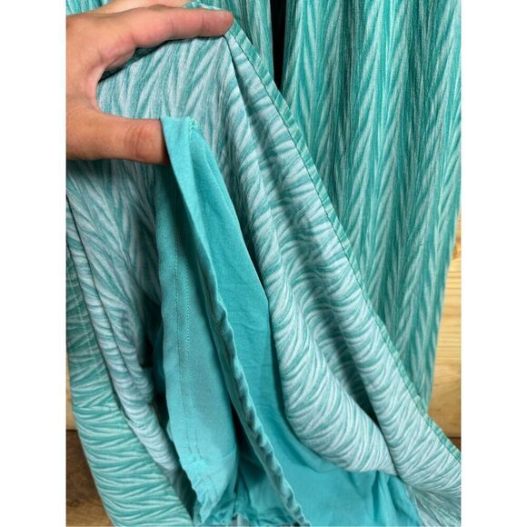 L Love Women's Size Small Chevron Adjustable Strap Neckline Maxi Dress Turquoise - Picture 11 of 16